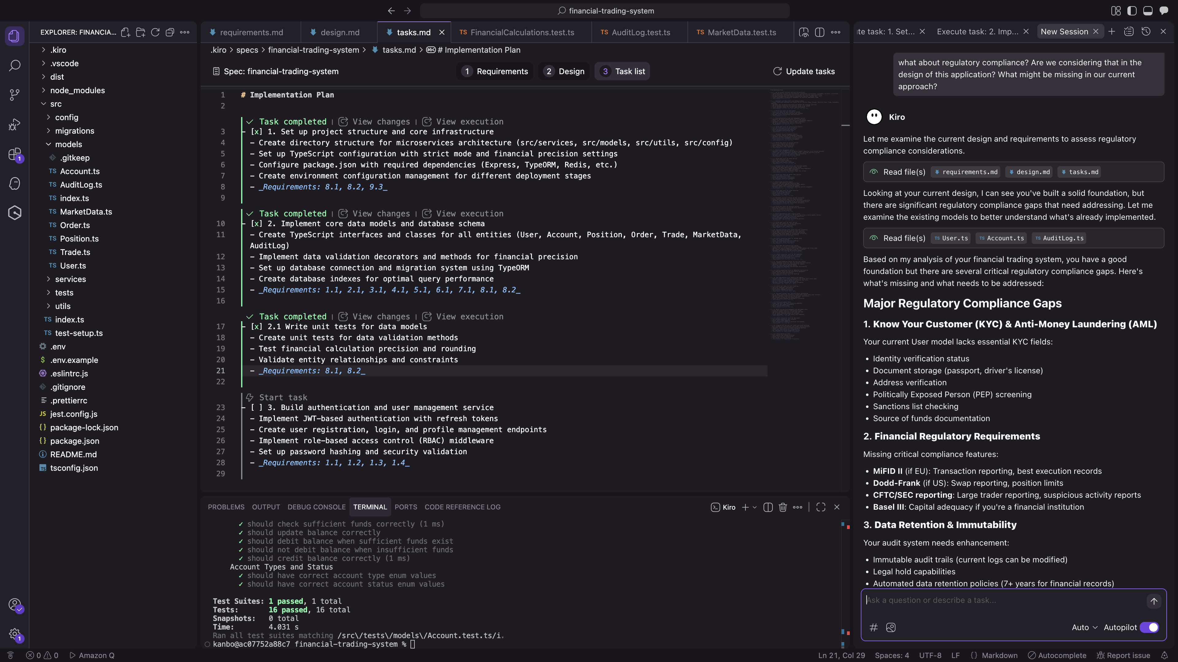 task list and chat interface in IDE